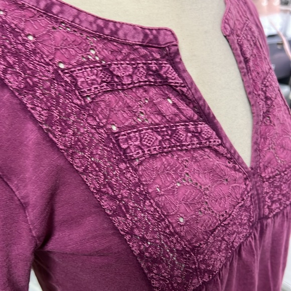 Lucky Brand Purple Embroidered Bib Tee - Picture 10 of 10